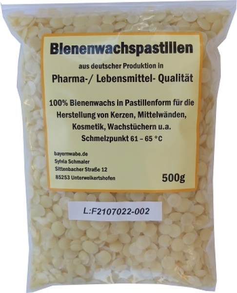 500g Bienenwachspastillen Pharma- und Lebensmittelqualität